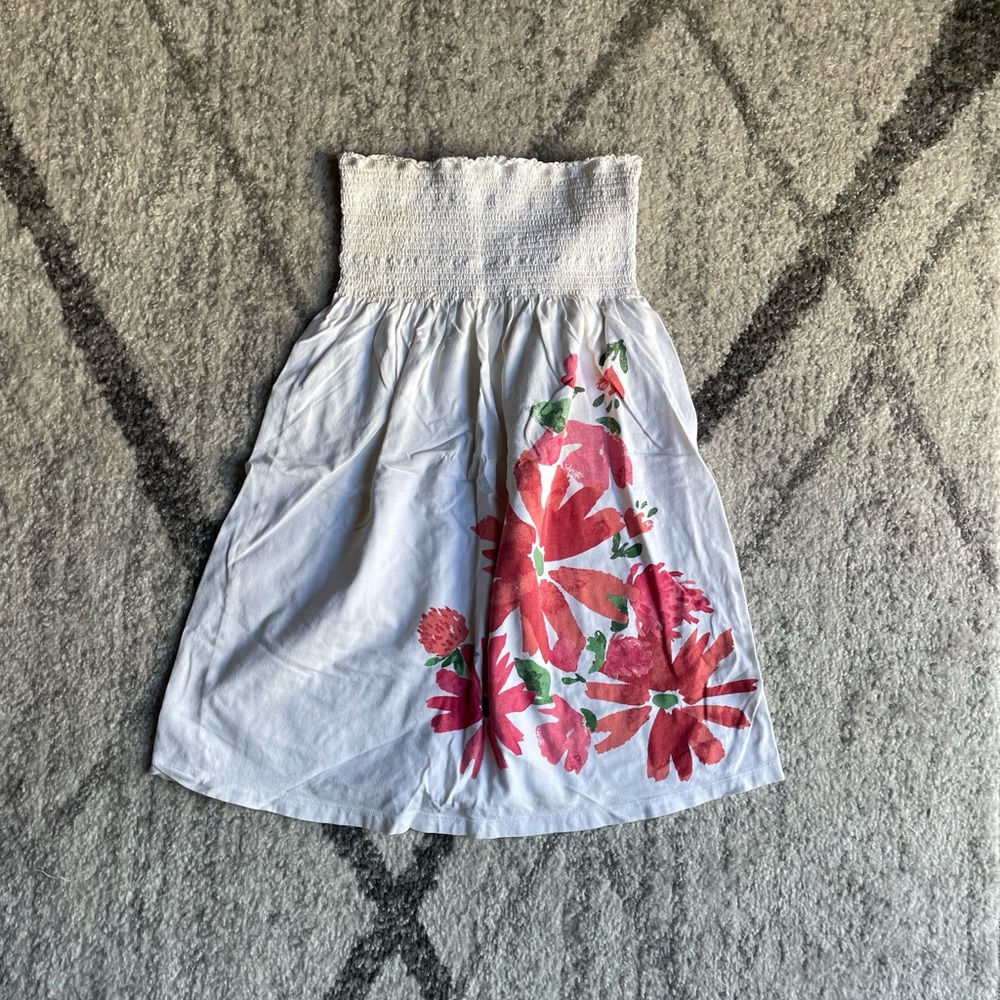 White & Floral Swim Coverup